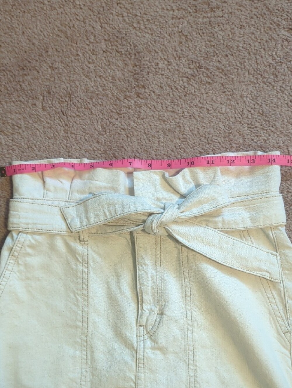 Free People Cream Splendor In The Grass Paperbag Skirt/Cotton-Linen Blend - Picture 7 of 8